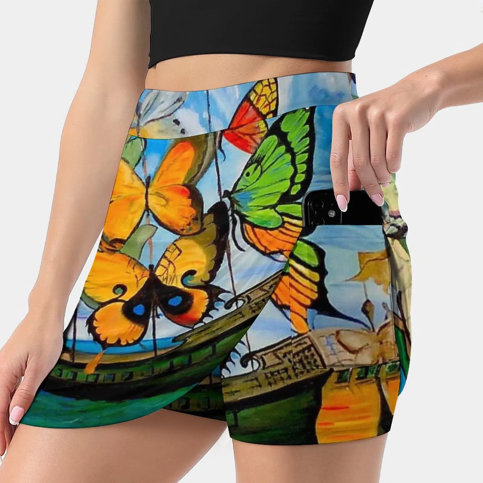 

Доставка: винтажные юбки с абстрактным принтом, женская мода, 2022 юбка-брюки, мини-юбки, офисная короткая юбка с бабочками, доставка