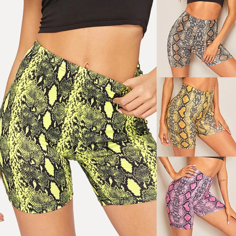 

Sexy Women Summer Shorts New Snake Print High Waist Shorts Elastic Waist Short Trousers Women Trousers Pantalones Cortos Mujer