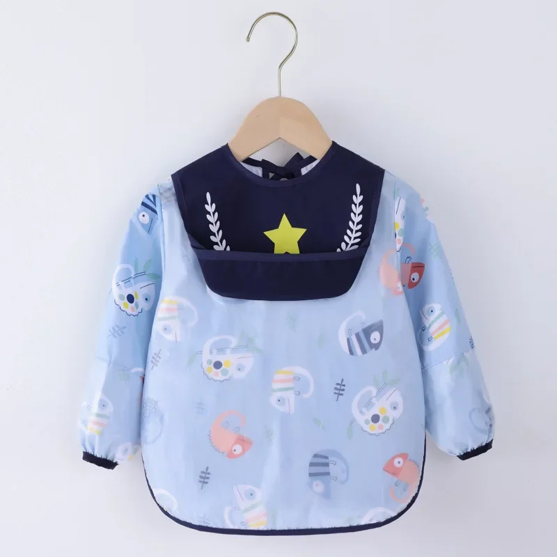 

children's apron Baby overalls children's waterproof cotton long sleeve female treasure reverse dress kindergarten eating
