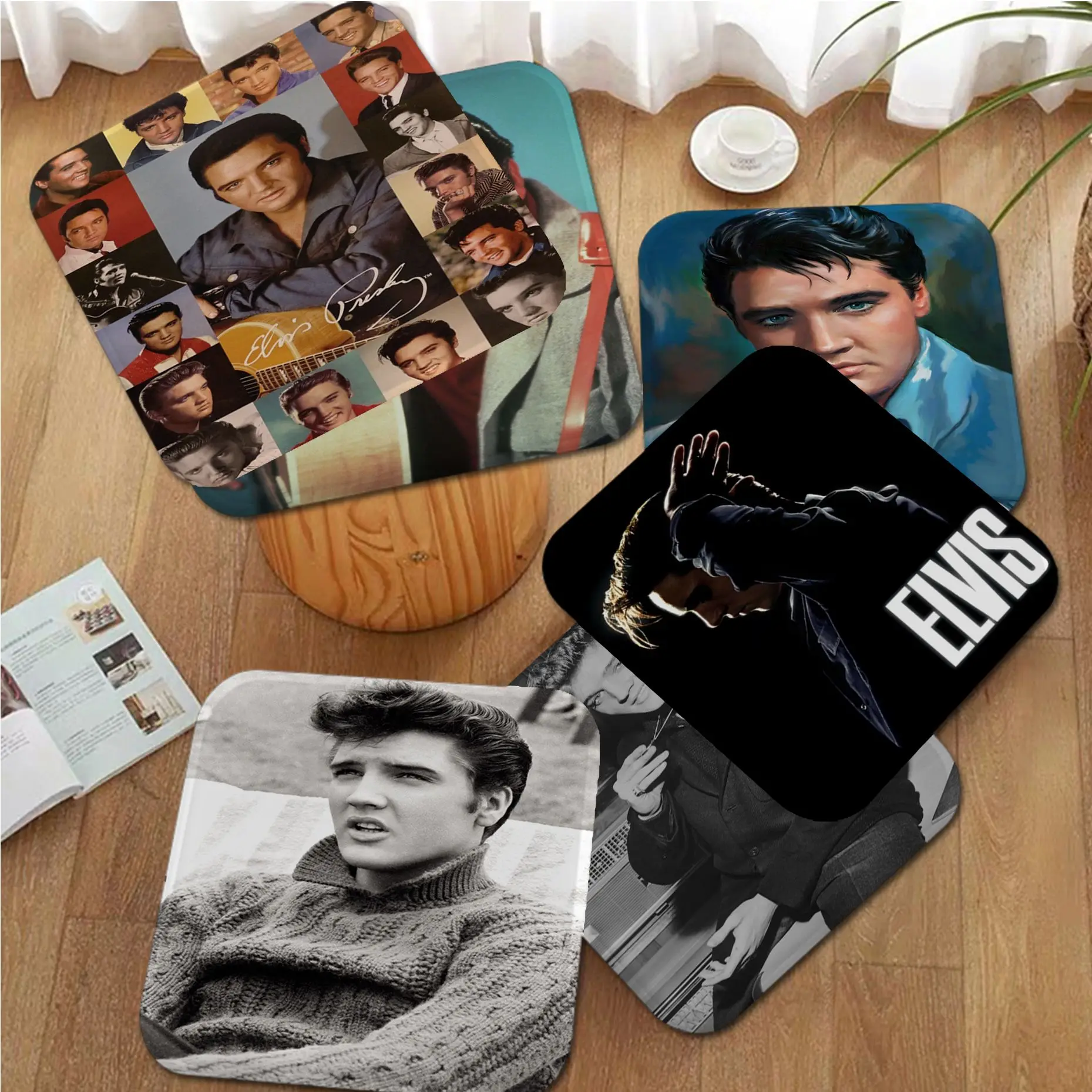 

Elvis Presley European Seat Cushion Office Dining Stool Pad Sponge Sofa Mat Non-Slip Stool Seat Mat