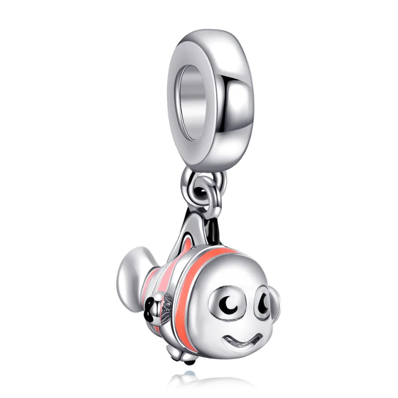 

925 Sterling Silver Small Cute Fish Pendant Charms for Women Bracelet Fine Jewelry Bracelet Charm Accessories