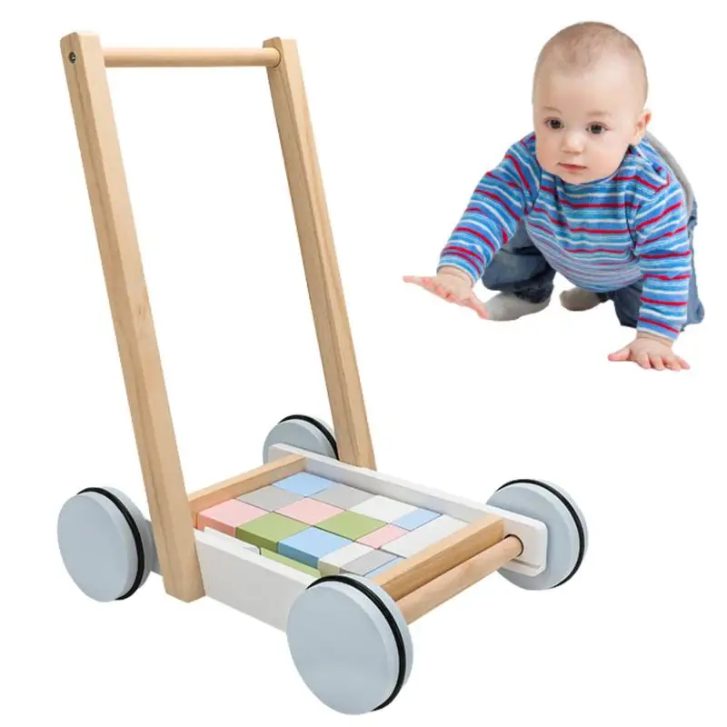 

Wooden Push Learning Walker Kid Toy Walkers Baby Stroller Toddler Toys Educational Toys For 10-24 Months