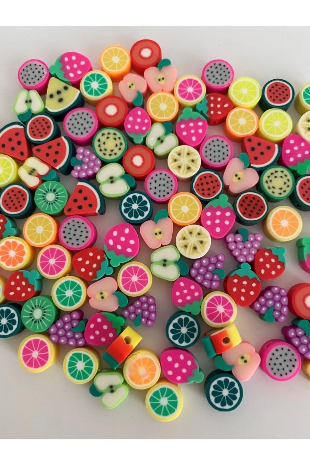 

10mm polymer clay Fimo mixed fruit beads, diy jewelry making Model figure Spacer beads (100 pcs) hobby supplies &