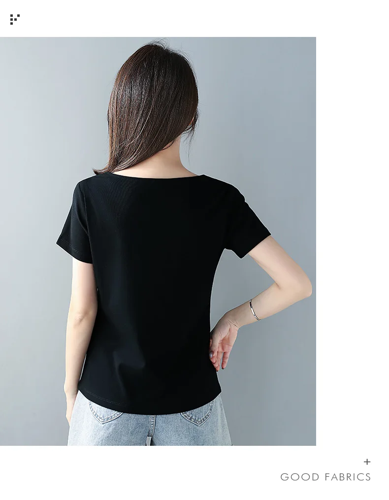 Женские толстовки женская одежда с коротким рукавом черные и белые футболки для