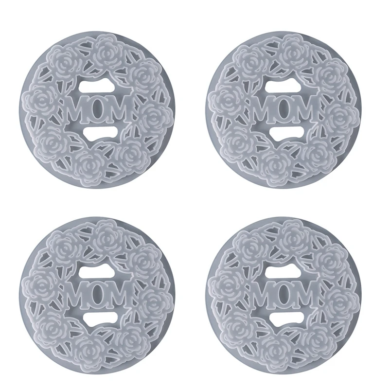 4Pcs DIY Epoxy Resin Mold MOM Mother Garland Ornaments Cup Mat Coaster Molds Silicone Mold