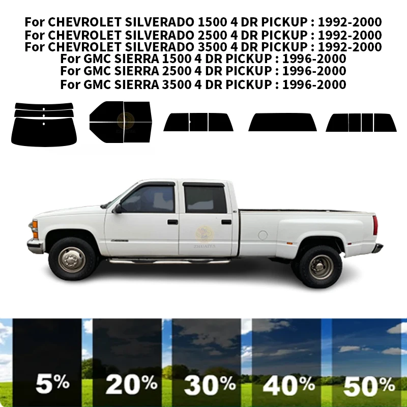 

Precut nanoceramics car UV Window Tint Kit Automotive Window Film For CHEVROLET SILVERADO 3500 4 DR PICKUP 1992-2000