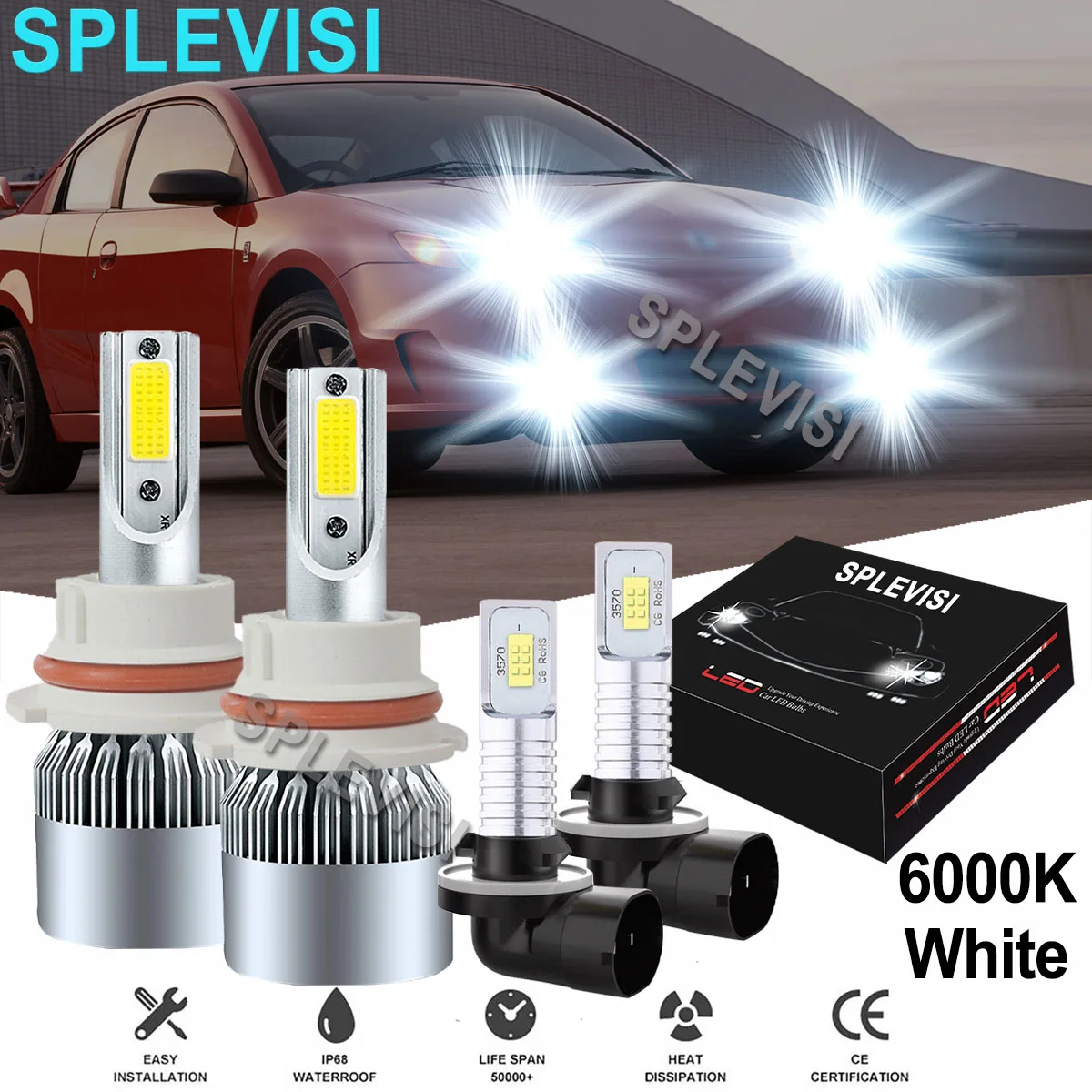 

HID White LED Headlights/Fog Light Bulbs 6000K For Dodge Dakota 01-04 Dodge Dakota Durango 2001-2003 Nissan Frontier 2001-2004