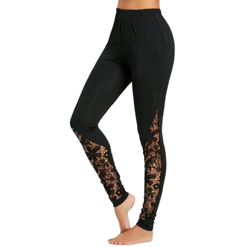 Black Lace Seamless Leggings Women Fitness Push Up Sport Legging Ladies High Waist Yoga Tights Workout Casual Gym Slim Yoga Pant