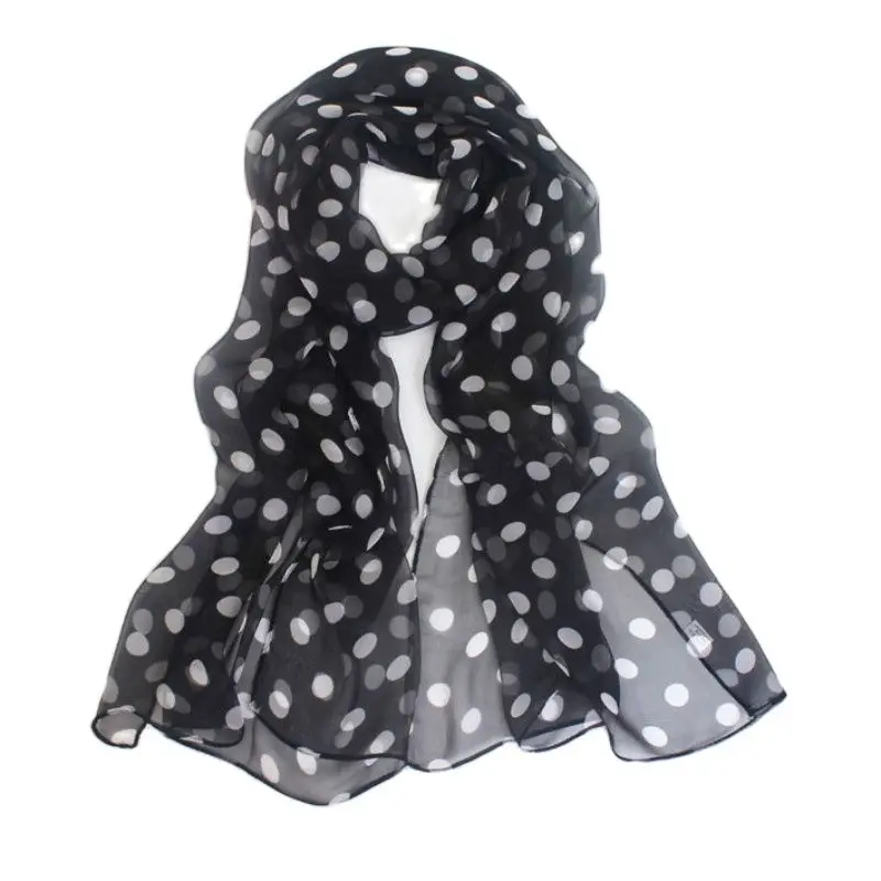 

Summer sunscreen scarf Long woman Silk scarves 50*160cm Designer Polka Dots Print Female Summer Sheer Wraps