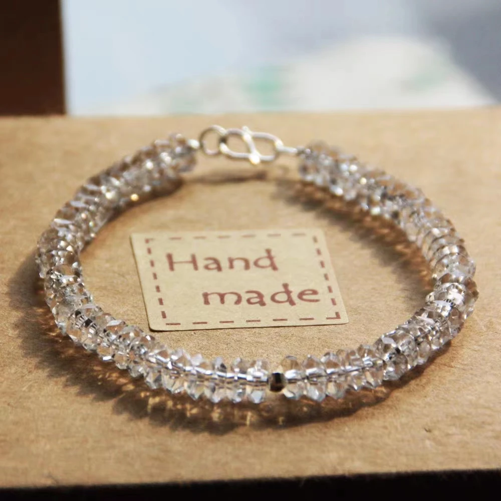 

Beaded Bracelets For Women White Natural Crystal Clear Quartz Handmade Charm Adjustable Healing Anxiety Chakra Jewelry Bestfrie