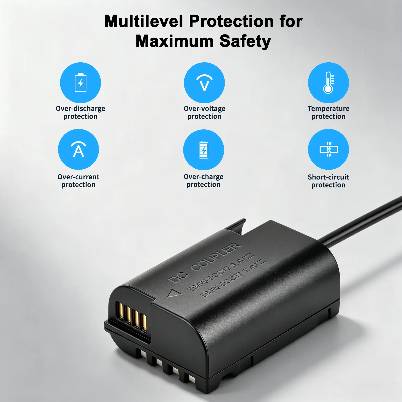 Фото Аккумулятор-имитатор Batmax DMW-BLK22 DCC17 DCC12 с разъемом D-TAP DC Coupler для Panasonic LUMIX DC-S5, DC-S5K, GH5 II, GH6, S5M2, S5M2X, GH5M2 №5