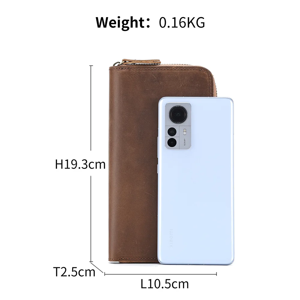 Деловая кошелек-клатч из натуральной кожи Мужская Длинная кожаная сумка для