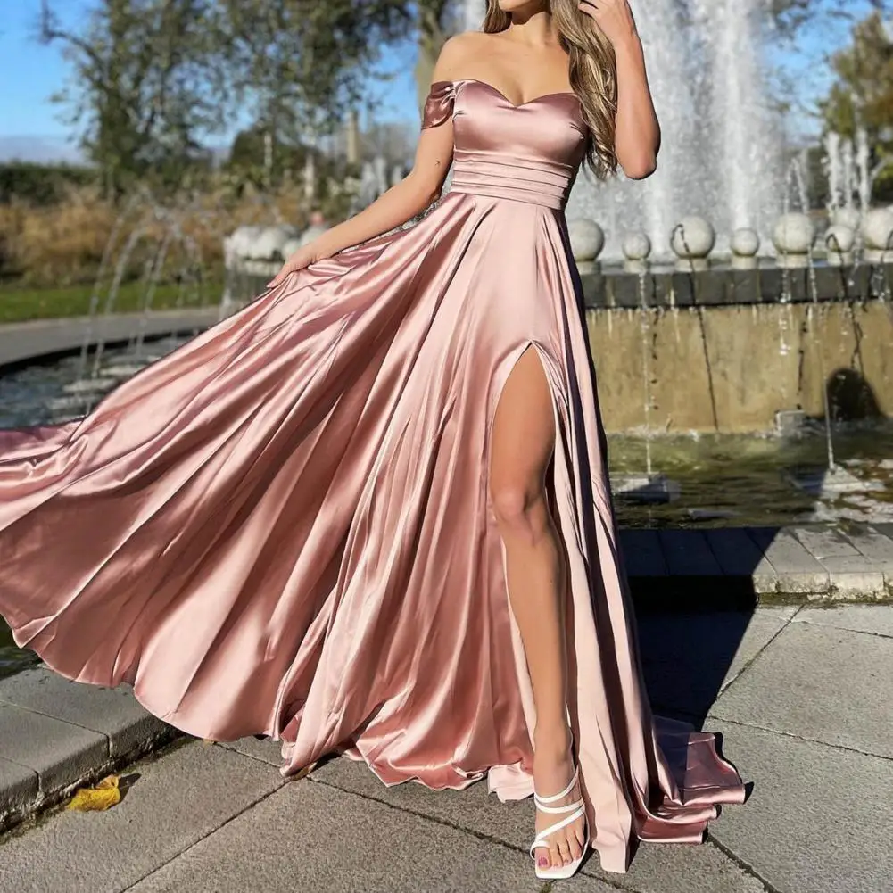 

Chic Evening Dress Low Cut Banquet Dress Big Hem Maxi Dress Prom Dress Bridesmaid Dress