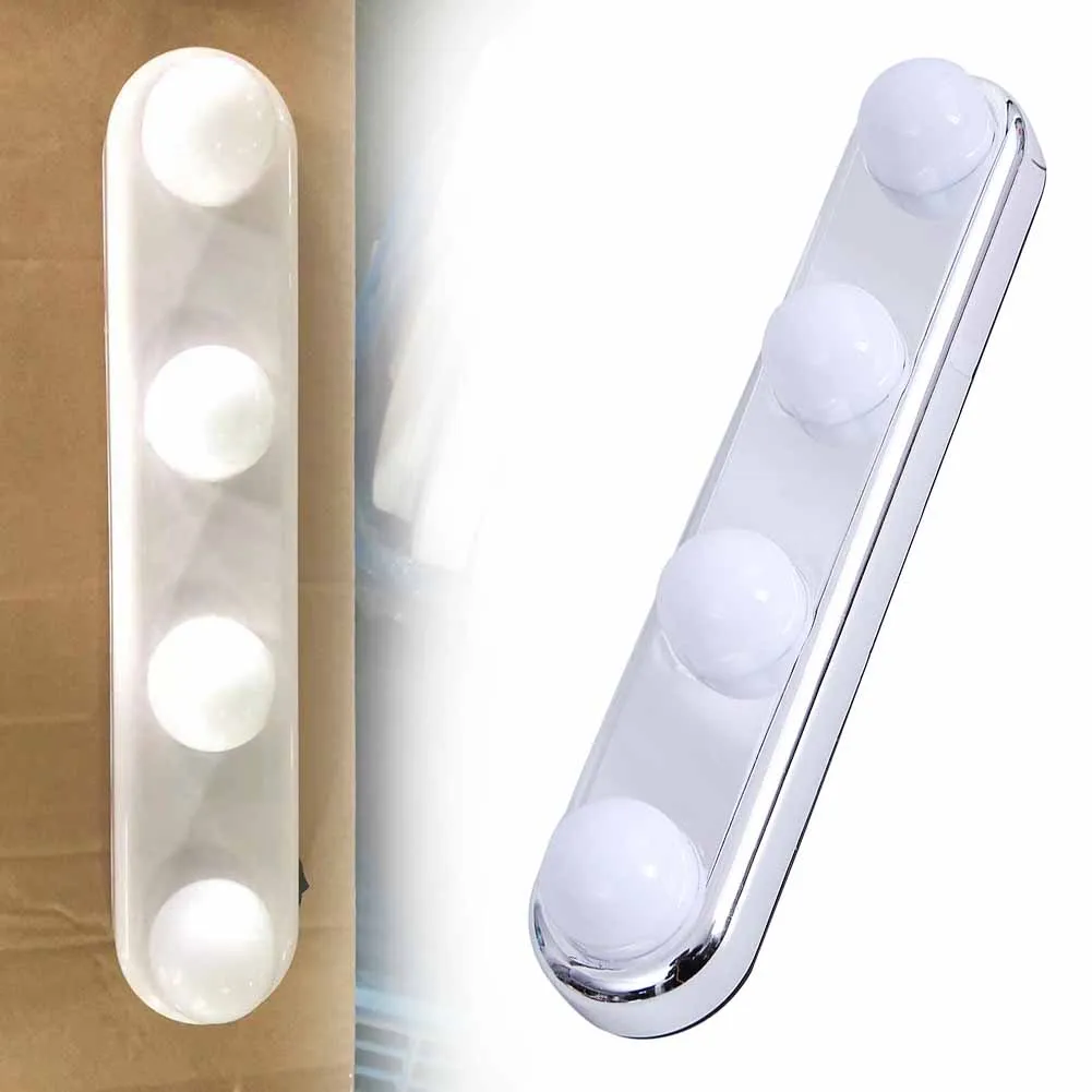 

Durable Mirror Light LED 3 X AAbattery 4 LED ABS Applying Bathroom Cool White For Makeup Mirror Light Mounting