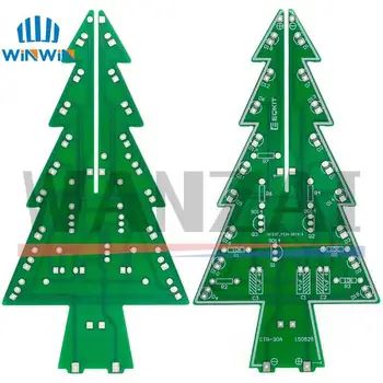 Three-Dimensional 3D Christmas Tree LED DIY Kit Red/Green/Yellow RGB Flash Circuit Electronic Fun Suite 4