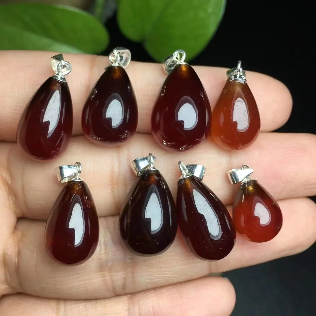 

High Quality Hot Sale Natural Garnet Crystal Healing Drop Shape Gemstone Pendant With 925 Silver For Women Valentine's Day Gift