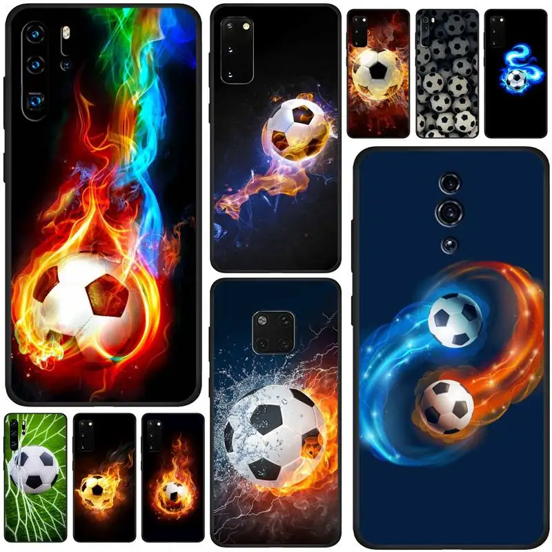 

Fire Football Sports Soccer Ball Goal Soccer Player Phone Case For Samsung J 4 5 6 7 8 Prime Plus 2018 2017 2016 J7 Core Fundas