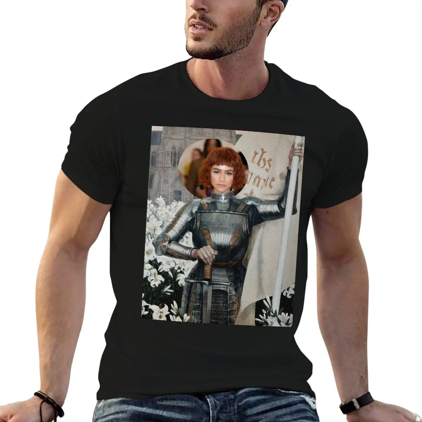 Фото Футболка Zendaya St. Joan of Arc, хлопковая футболка, 100% хлопок, мужская футболка с простым принтом, футболка для мужчин №1