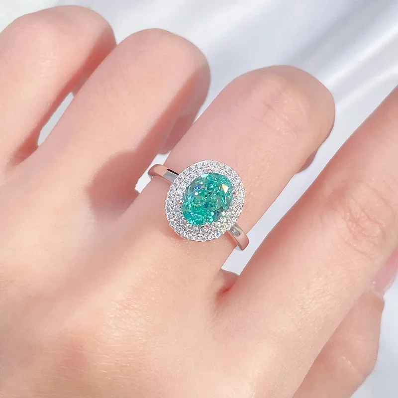 SACKART Paraiba Кольцо из стерлингового серебра 925 пробы с измельченным льдом