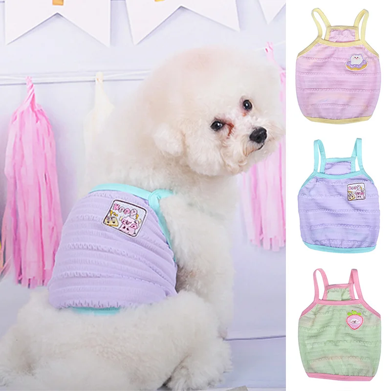 

Cartoon Pet Vest Cute Dog Clothes Summer Pet Pleated Suspender Breathable Dog Vest Fresh Pet Suspender Dog Clothing 2022 New