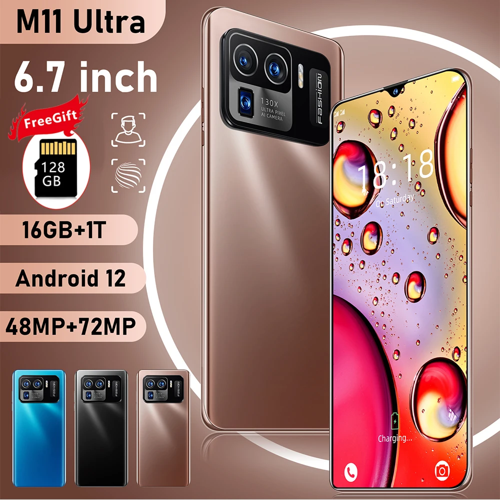 

2022 Global Version M11 Ultra Smartphone 16GB+1TB Android 12 4G/5G Dual Card 72MP Unlocked Mbile Phones Celular Qualcomm 888+