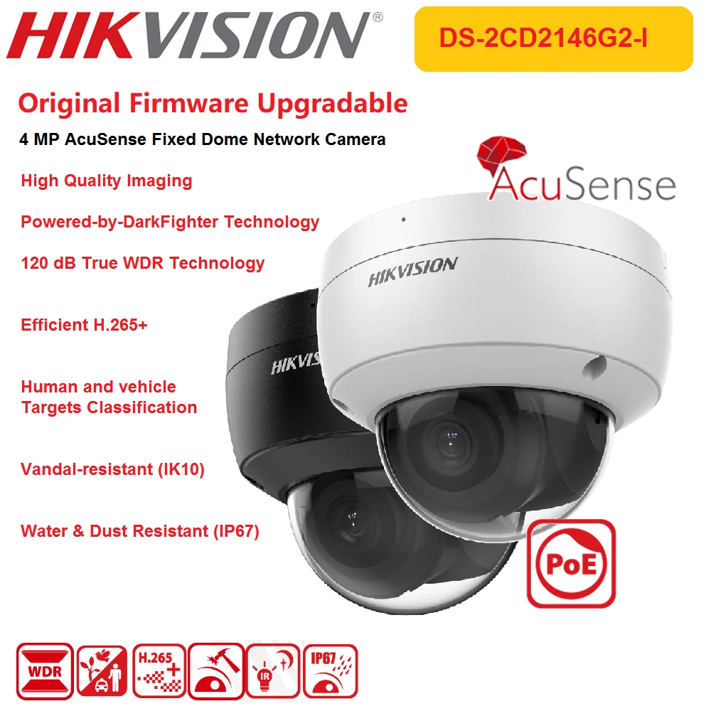 

IP-камера Hikvision, 4 МП, стандартная купольная сетевая камера, многоязычная английская прошивка, обновляемый оригинальный логотип