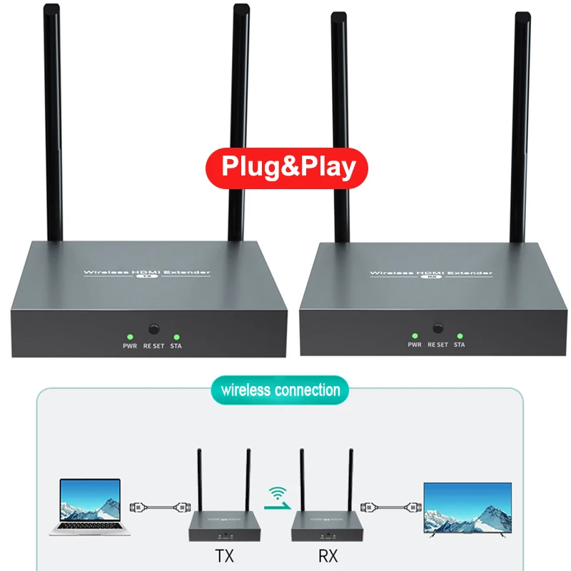 

HD Wireless Transmission Display HDMI Extender Video Transmitter and Receiver Meeting Projection PC To Monitor TV Projector 200M