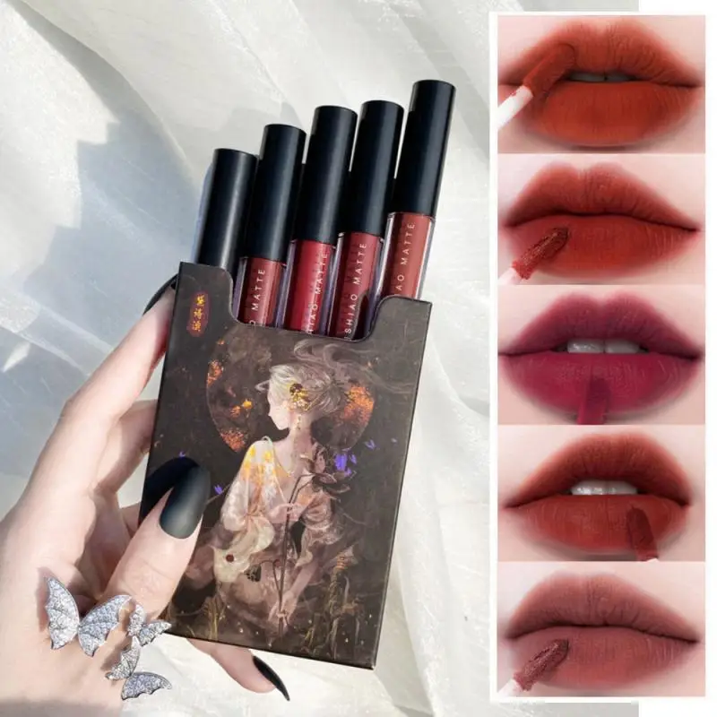 

5pcs Elegant Matte Lip Gloss Lasting Color Lip Tint Smooth Velvet Liquid Lipstick Lips Makeup Cosmetics TSLM1