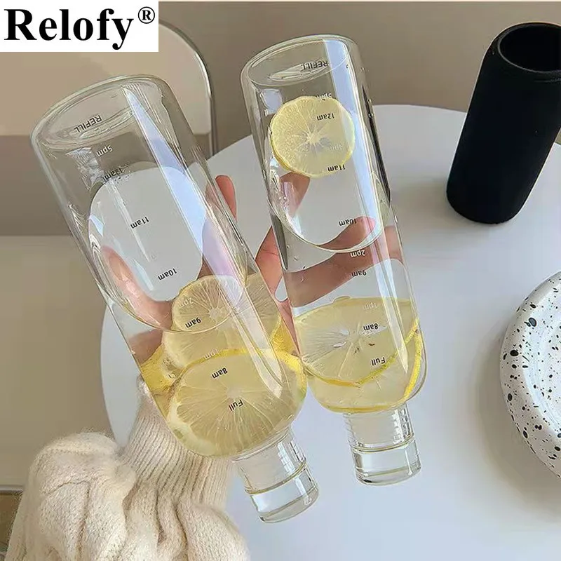 Скидка Стеклянная бутылка для воды со шкалой 500/750 мл, с защитой от ожогов Скидка Стеклянная бутылка для воды со шкалой 500/750 мл, с защитой от ожогов