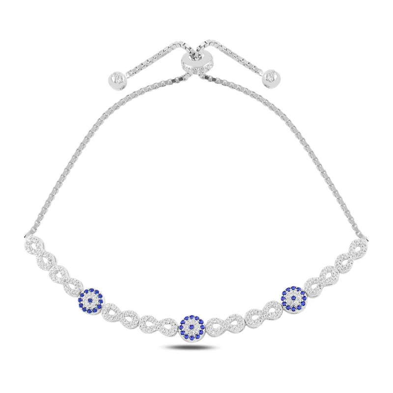 

Silver 925 Sterling Infinity & Eye Zircon Cubic Zirconia Elevator Bracelet