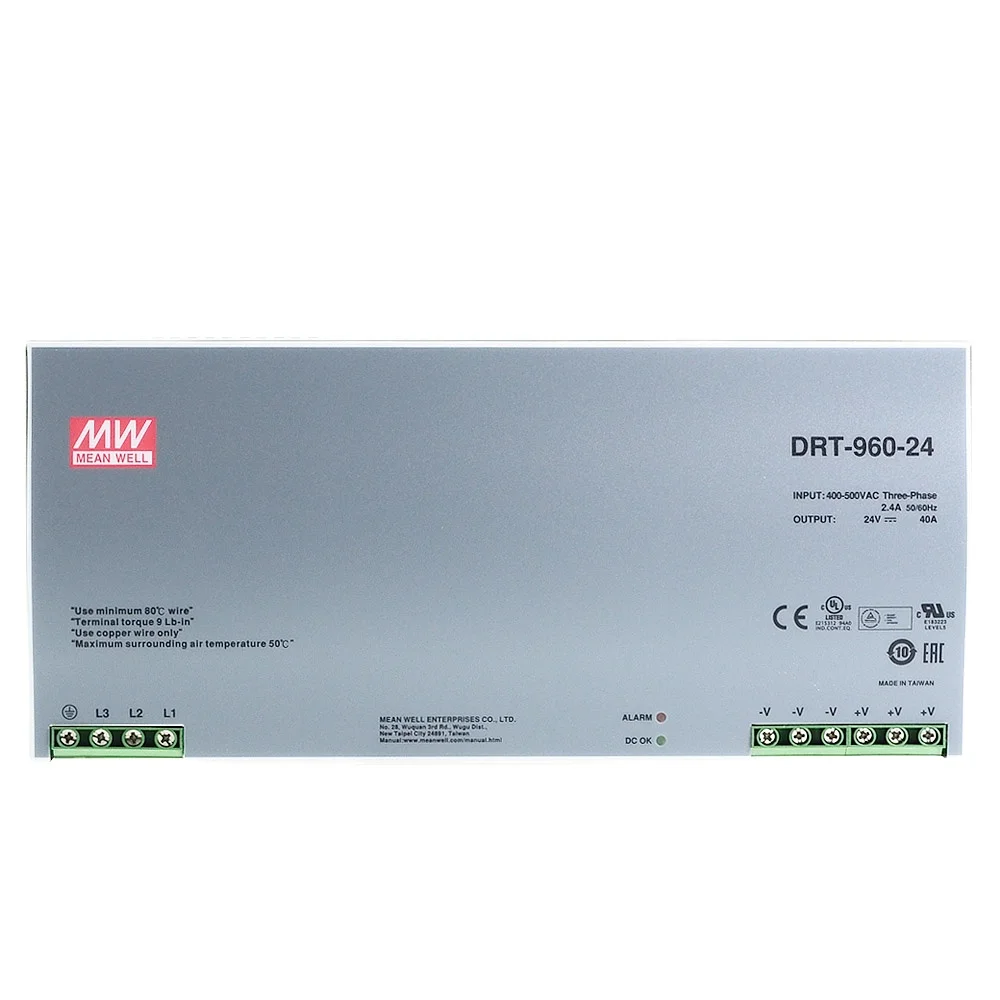 

DRT-960 Taiwan Meanwell 24/48V three-phase 380V input rail switching power supply 960W DC 40/20A Original