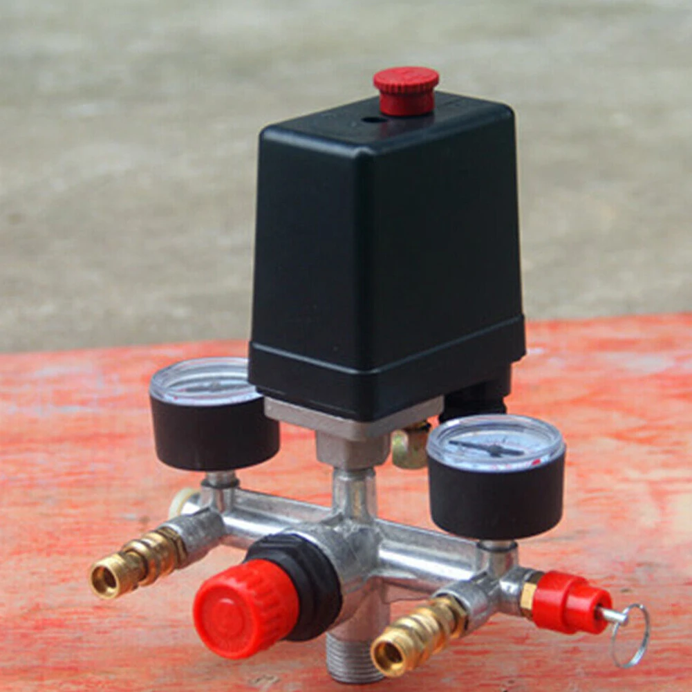 

Brand New Durability Industrial Air Compressor Control Switch Valve Manifold Regulator W/ Gauges Relief 220V 90-120PSI