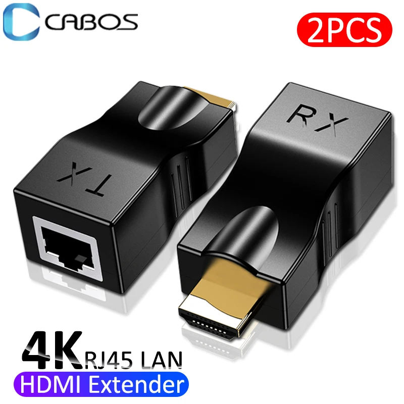 

RJ45 4K HDMI-compatible Extender Extension Up to 30m Over Cat5e CAT6 Ethernet Cable RJ45 Ports LAN Network For PS3 TV PC DVD STB