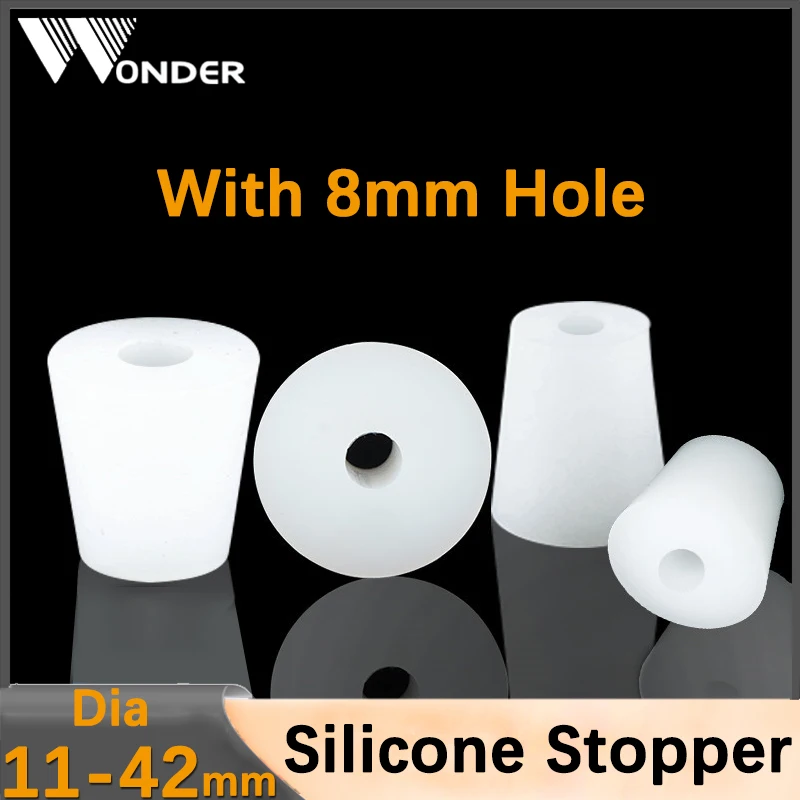 

Силиконовые пробки с отверстием 8 мм белые