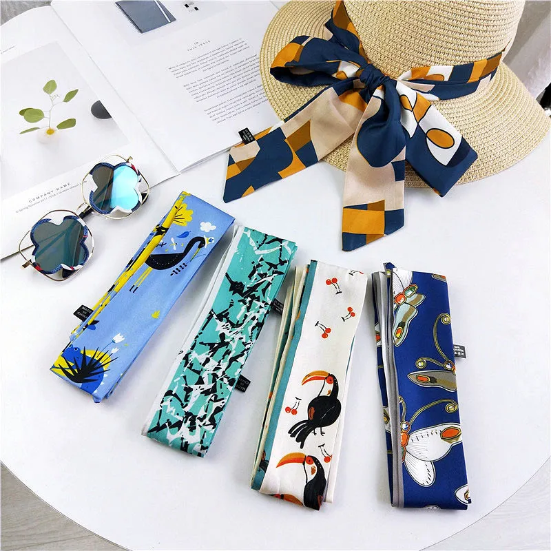 

Длинные обтягивающие шарфы для волос с лентой на запястье, женский модный шейный платок, шарфы для волос 5*155 см, искусственная сумка, шарф дл...