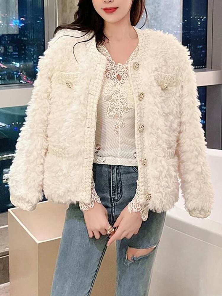 Новая женская Корейская шикарная твидовая короткая куртка Женское пальто