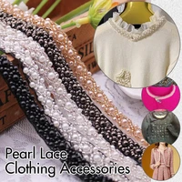 4 yards pearl beaded lace trim mesh lace ribbon fabric clothes decor wedding dress collar sleeve lace applique diy crafts