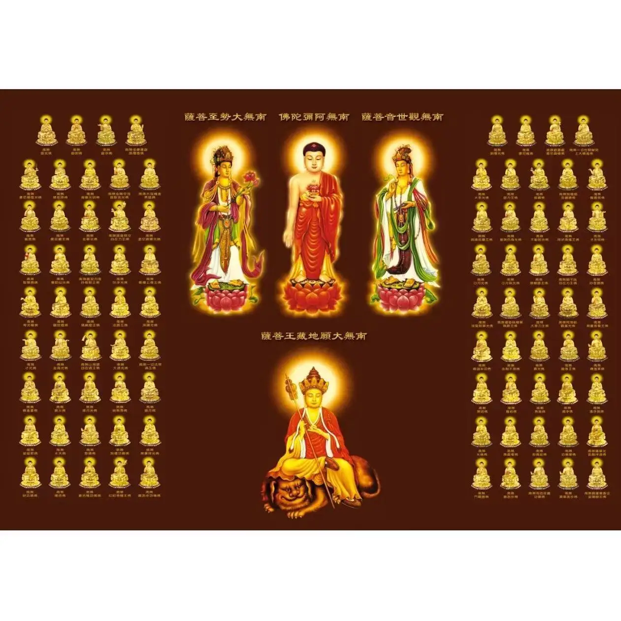 

Knotted 88 Buddha 88 Buddha statue painting card great repentance text western three saints earthly Tibetan king bodhisattva Bud