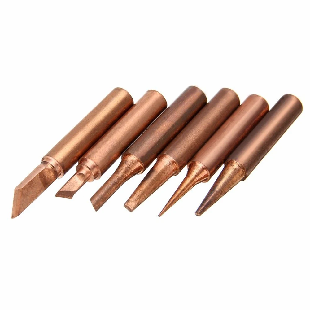 

12pcs 900M-T Copper Soldering Iron Tips Lead-free Solder Tips Welding Head For 936 937 938 969 8586 852D Soldering Stations