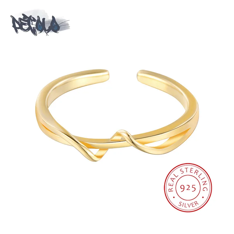 

Luxury 18-karat Gold Ring for Women Simple 925 Sterling Silver Plain Ring for Women Is A Stylish Adjustable Couple Ring