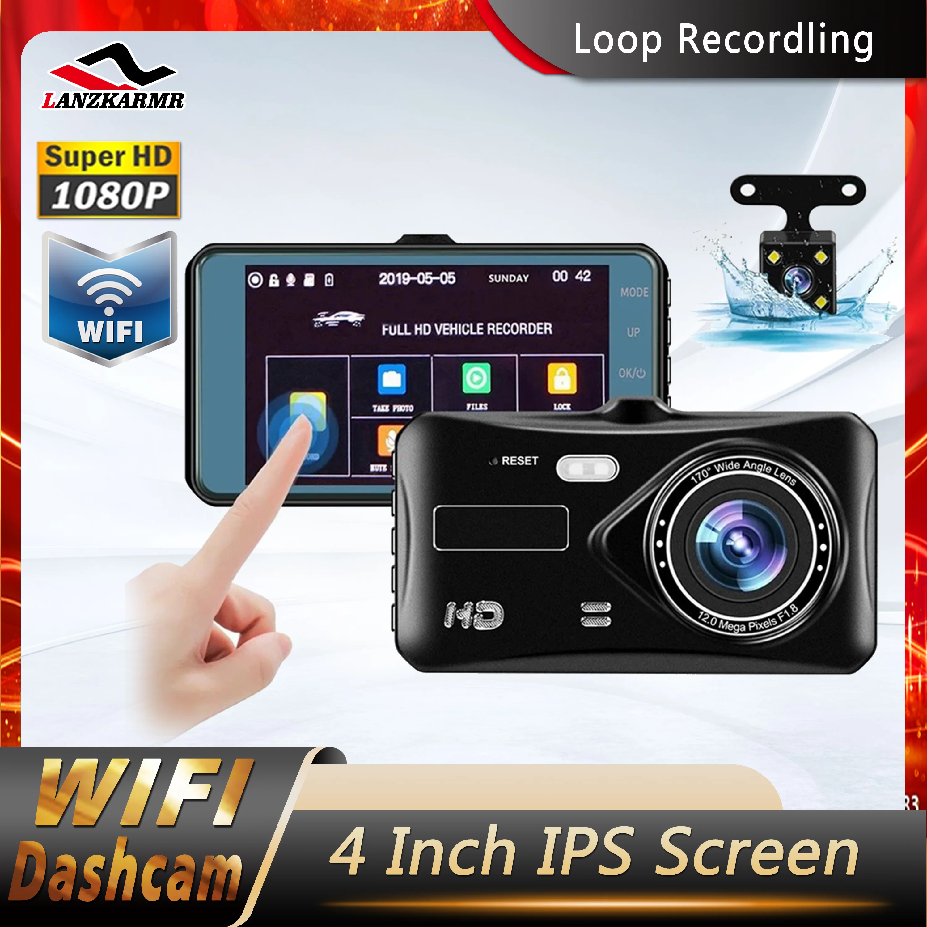 

Camcorder Car DVR Dashcam 4 Inch IPS Touch Screen 170° G-Sensor Dual Lens WDR Full HD 1080P Night Vision Auto Video Recorder