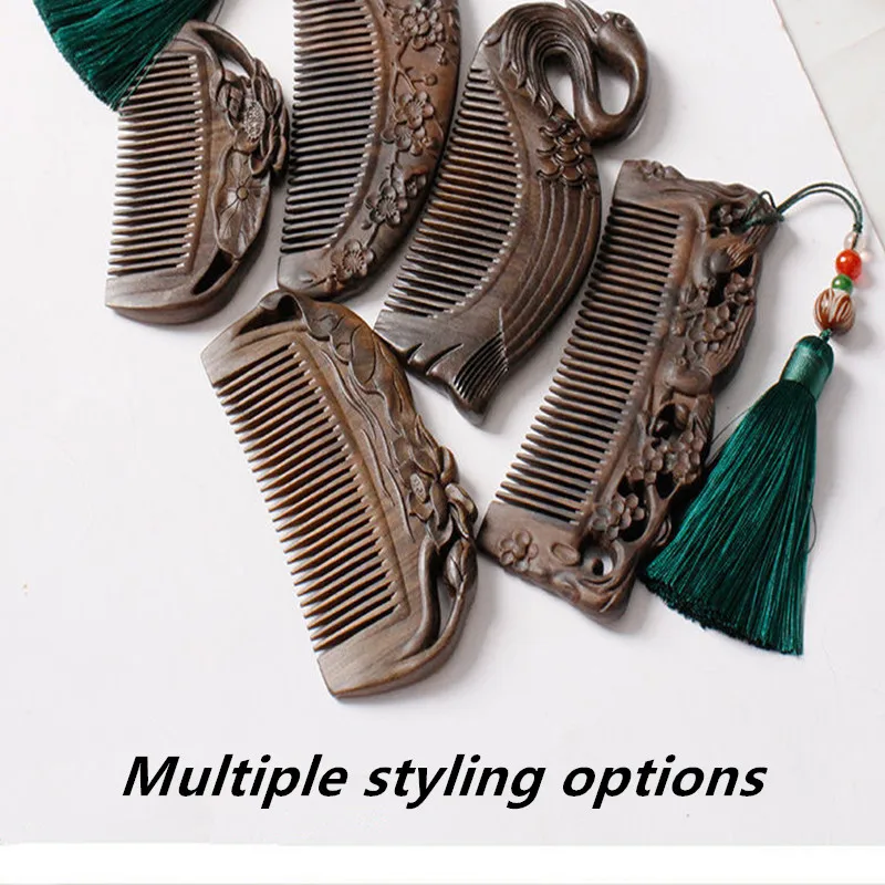 

Retro Style Natural Whole Wood Carving Flower And Wood Comb Massage Scalp Sandalwood Comb To Send To Friends