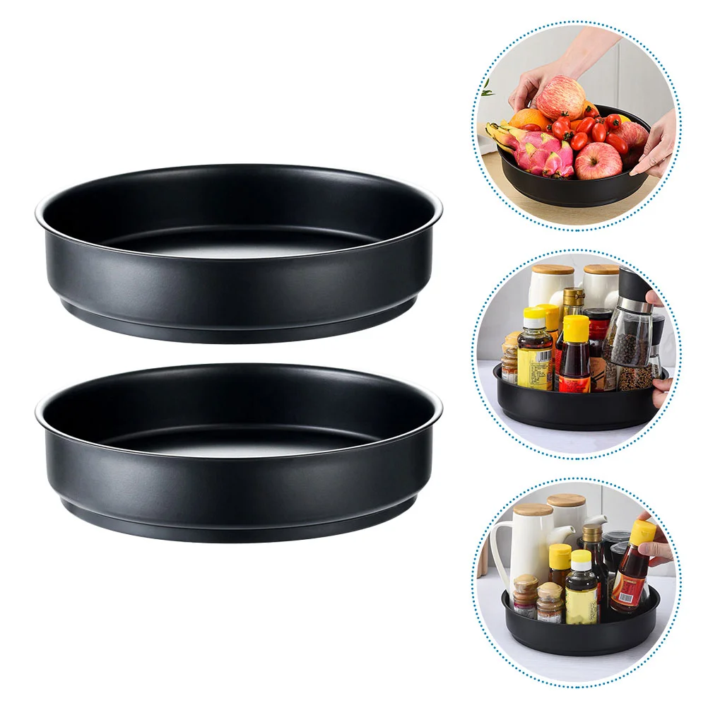

2pcs Kitchen Storage Holders Rotatable Seasoning Storage Racks (Black)
