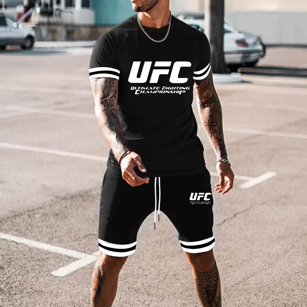

New 2022 Summer Men's T-Shirt Sportswear Set For Men Sports Short Sleeve+Shorts Oversized 3D Printed 2 Piece Sets Tracksuit