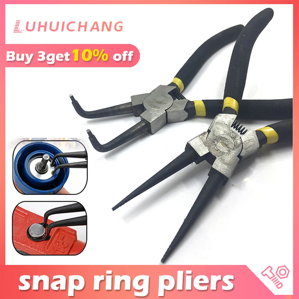 

luhuichang 7" Circlip and Snap Ring Pliers Internal External Straight Curved Retain Snap Ring Pliers