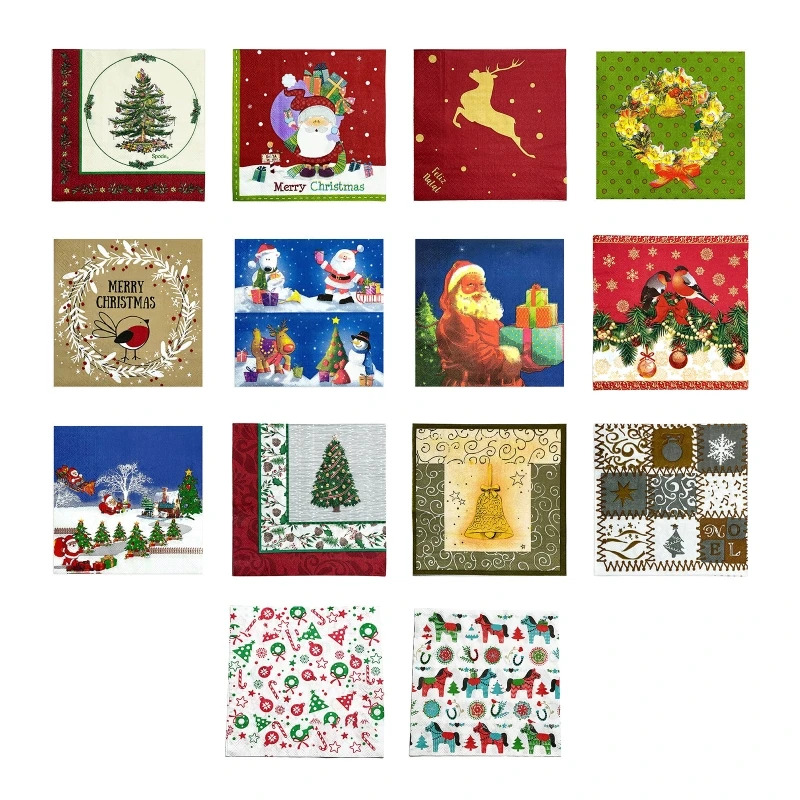 

20 Counts Christmas Themed Paper Napkins Disposable Party Supplies Party Tissues