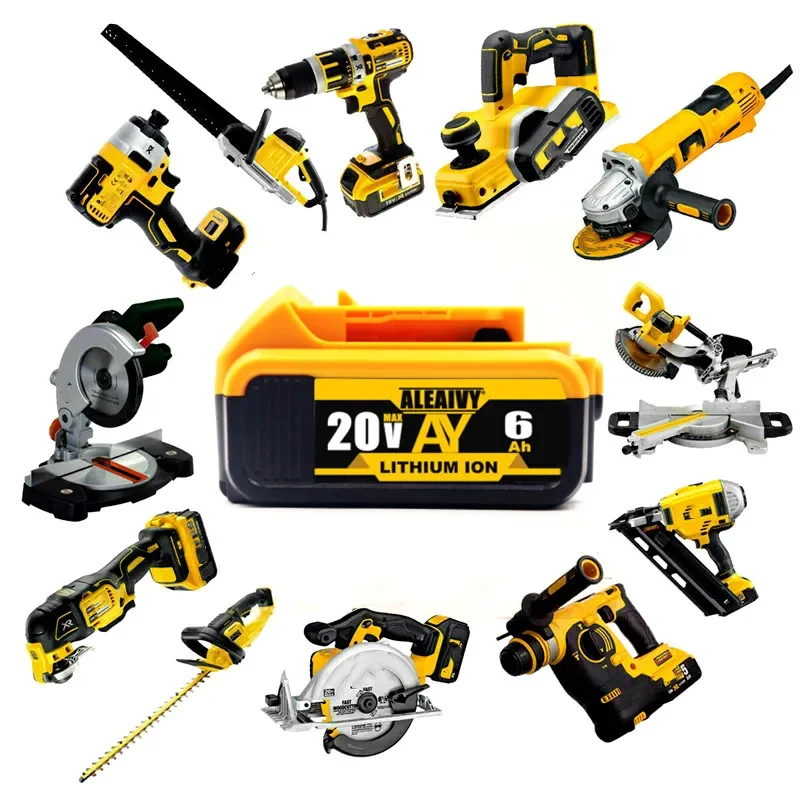Фото Новый аккумулятор 20 в 18650 Ач, замена электроинструмента для DeWalt DCB184 DCB181 DCB182 DCB200 20 в 6 А 18 в, аккумулятор и зарядное устройство №1