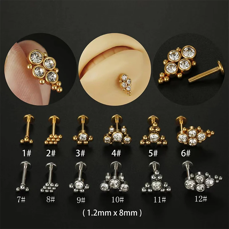 

16G Piercing Labret Lip Stud 316L Surgical Steel Hoop Zircon Flower Ear Cartilage Tragus Helix Lobe Conch Piercing Body Jewelry