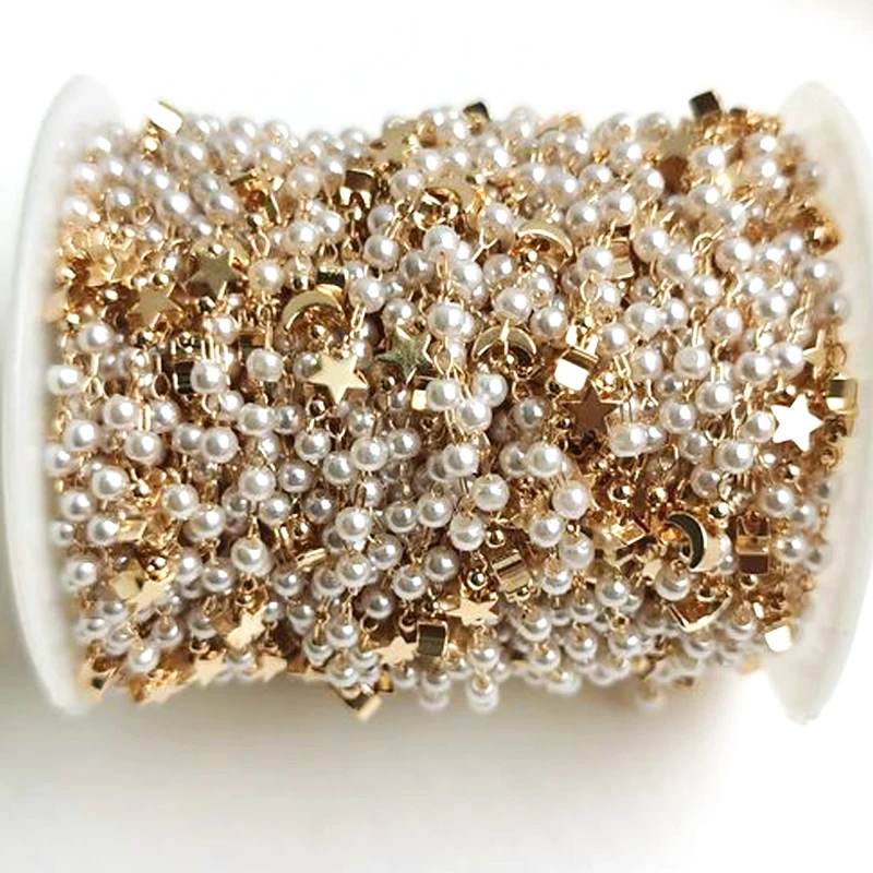 2 метра, 1 метр, звезда, луна, имитация жемчуга, цепи для браслета, ожерелья, ювелирные изделия, оптом DIY находок