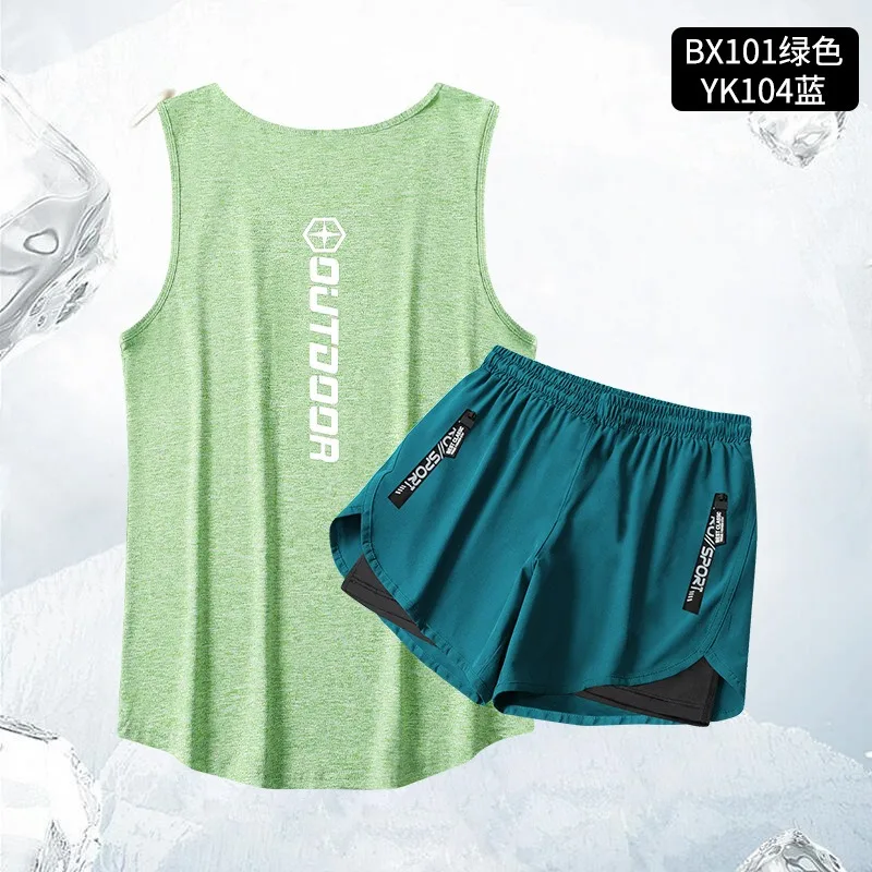 Костюм спортивный мужской из вискозы уличный костюм для марафона майка и шорты